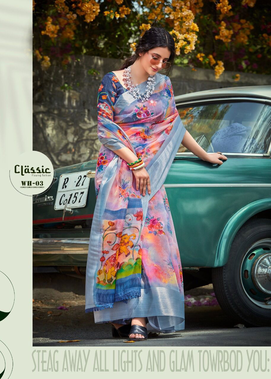 Sc White Lion Designer Printed Wholesale Party Wear Sarees
